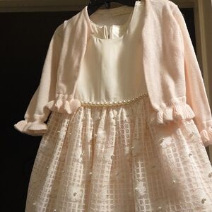 American Princess Cream Dress with Pink Cardigan
